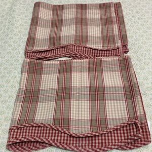 Pair of Waverly Valances Tan & Red Fairfield Plaid Yacht Club 15” x 77”